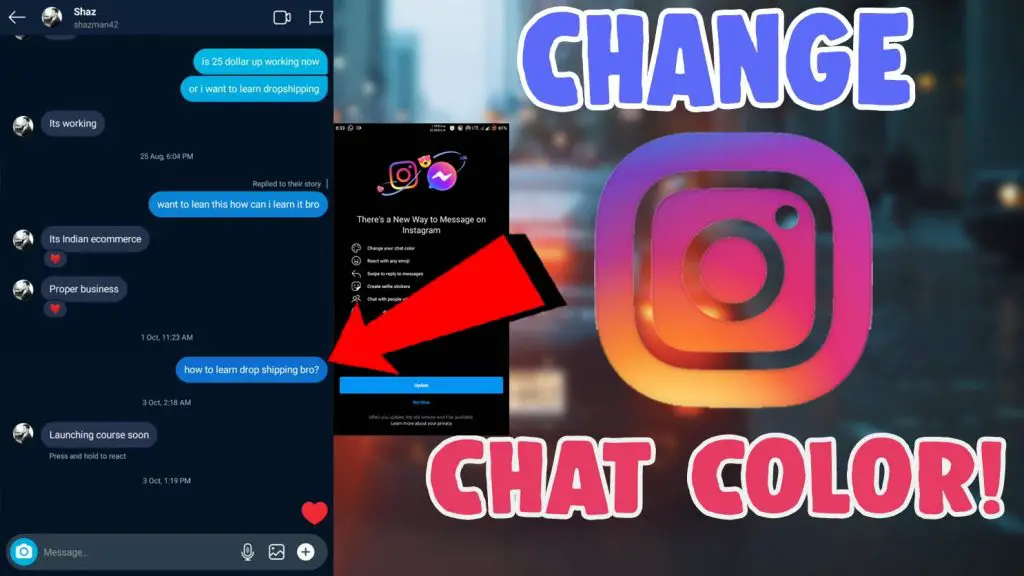 change chat message theme color instagram