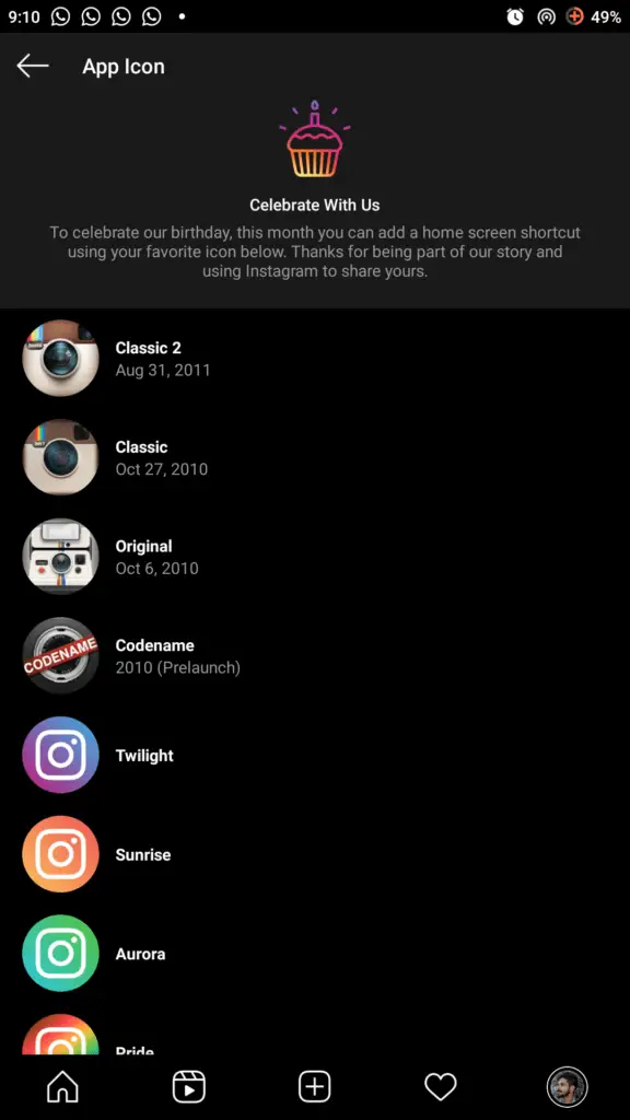 how to change app icon instagram android ios