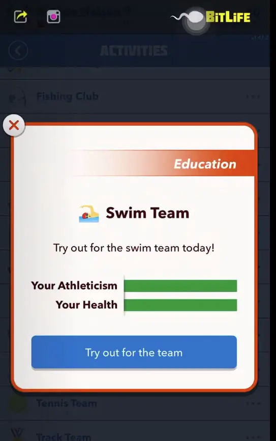 learn swim in bitlife