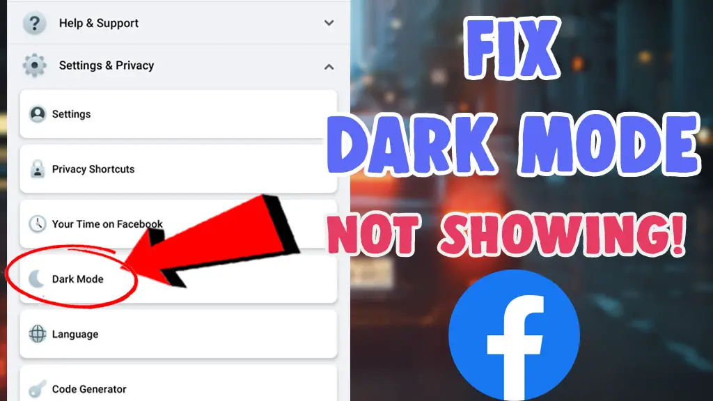 facebook dark mode option not showing android