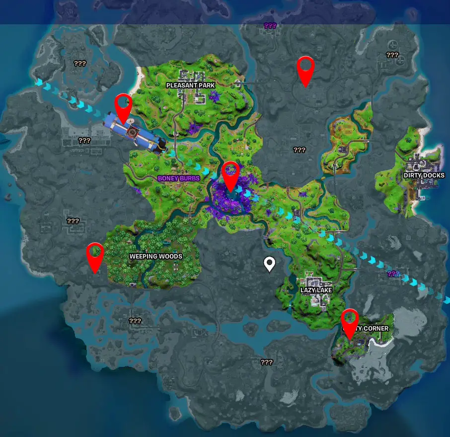 Fortnite alien artifacts locations