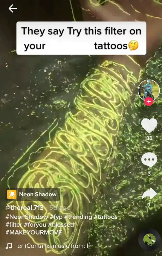  LOVE Check out this neon filter on tiktok and try it out on your  tattoos Send us your best clips we would love to see them Best clip will  get 