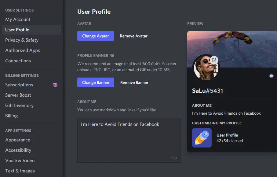 change about me discord mobile