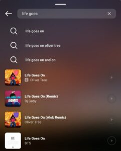 instagram music search not working