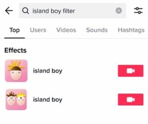island boy filter effect tiktok icon