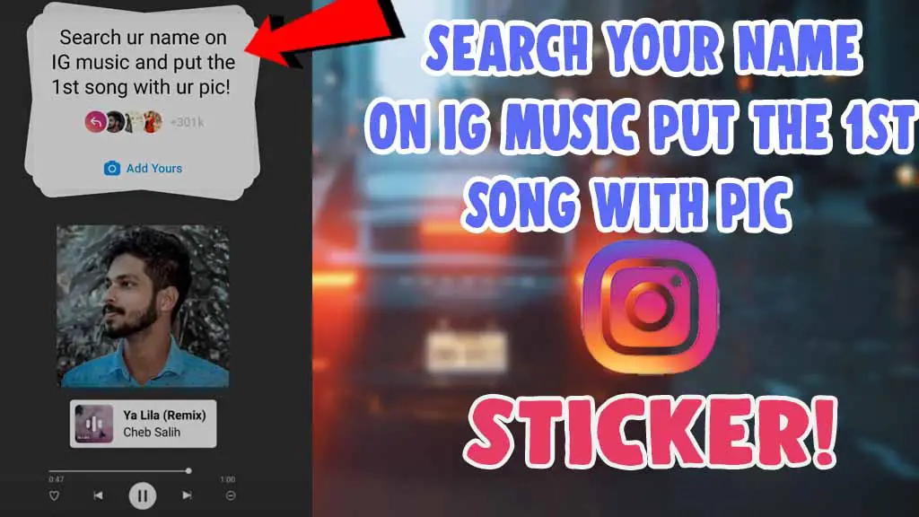 Search your name on IG music and put the 1st song with ur pic instagram story sticker