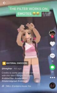 material girl roblox filter on tiktok