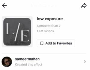 low exposure filter icon tiktok