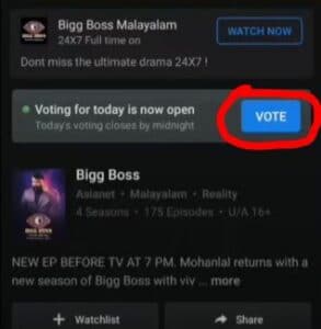 how to vote on bigboss malayalam season 4