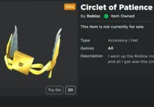 get circlet of patience roblox