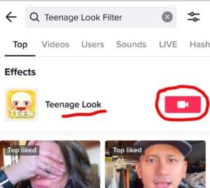 teenage look filter tiktok app